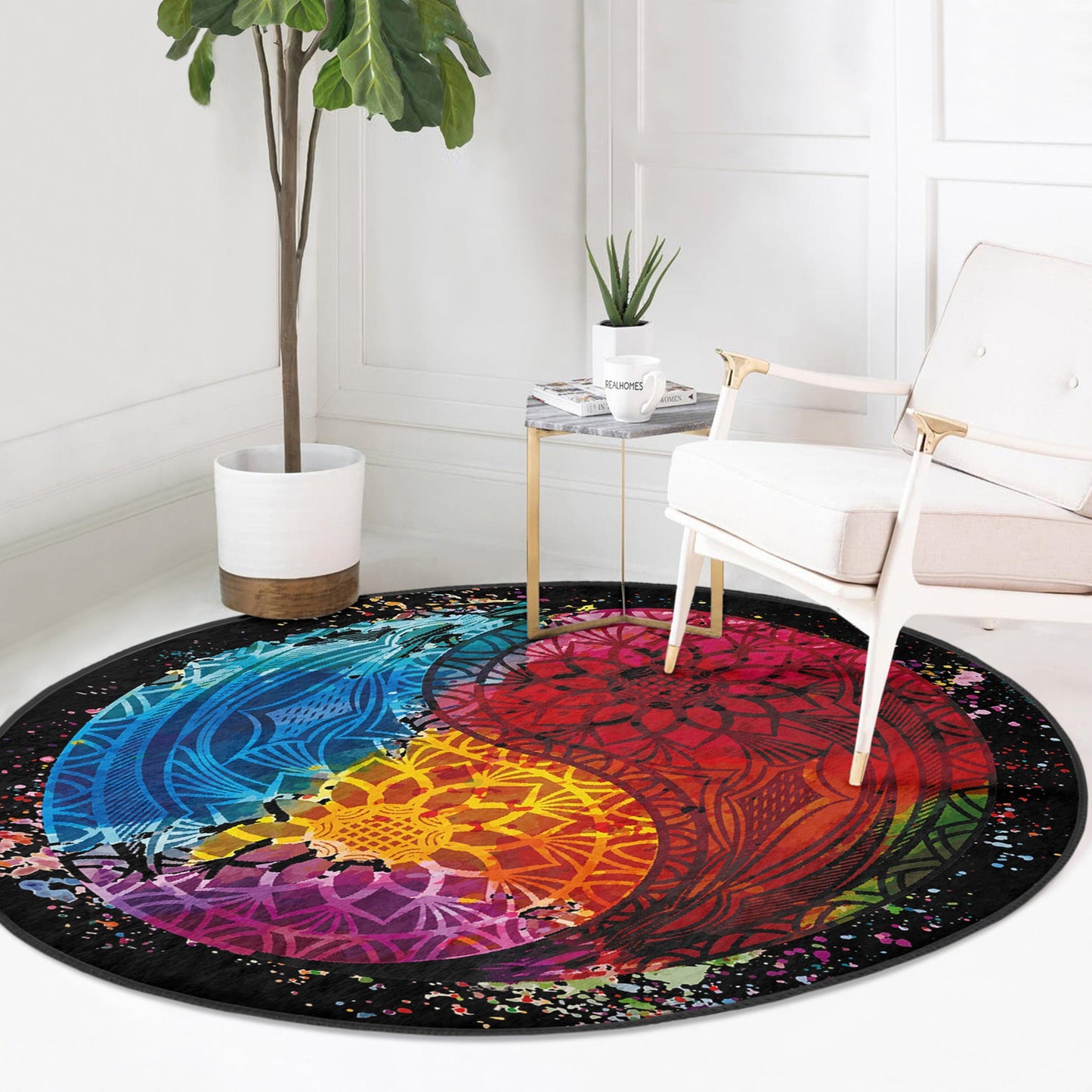 Bohemian Cozy Home Decor Washable Round Rug | Homeezone