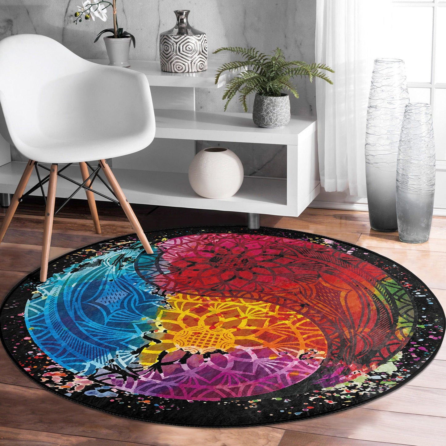 Bohemian Cozy Home Decor Washable Round Rug | Homeezone