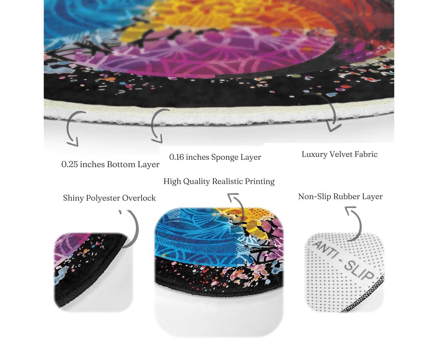 Bohemian Cozy Home Decor Washable Round Rug | Homeezone
