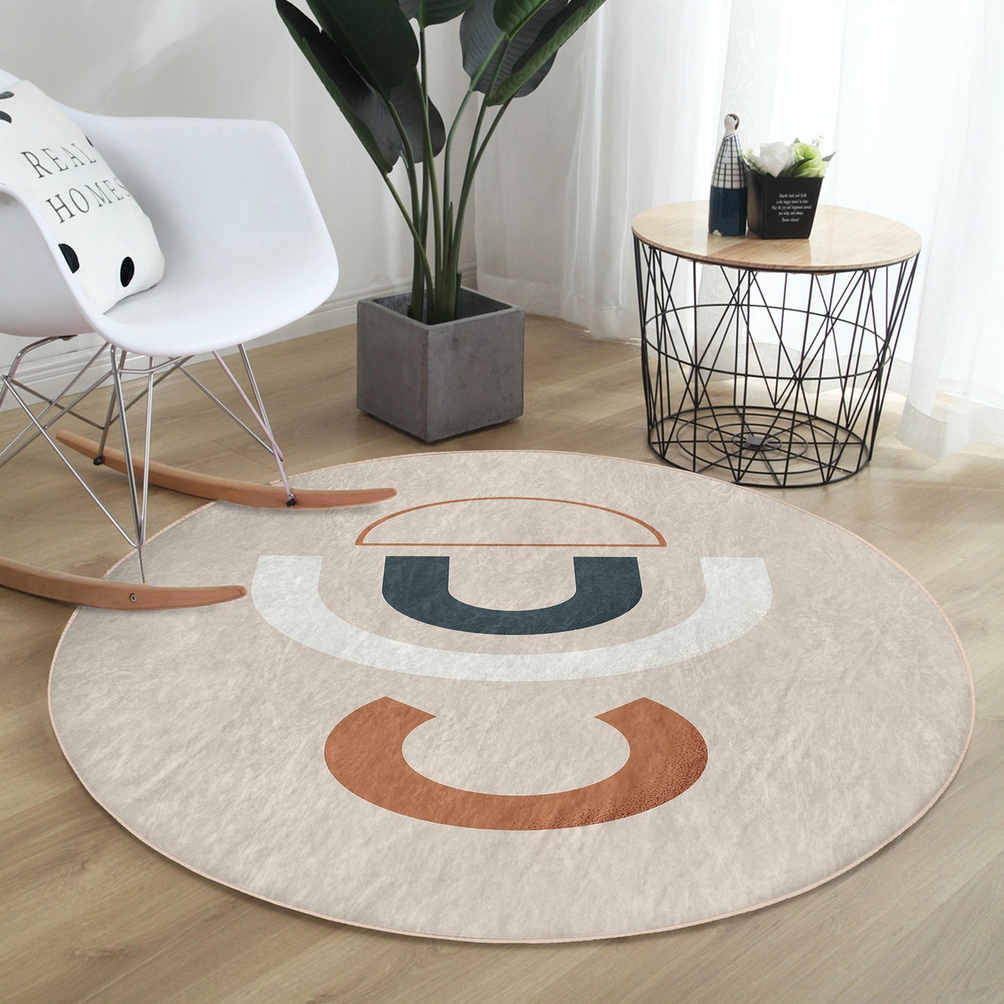 Bohemian Home Decor Washable Round Rug | Homeezone