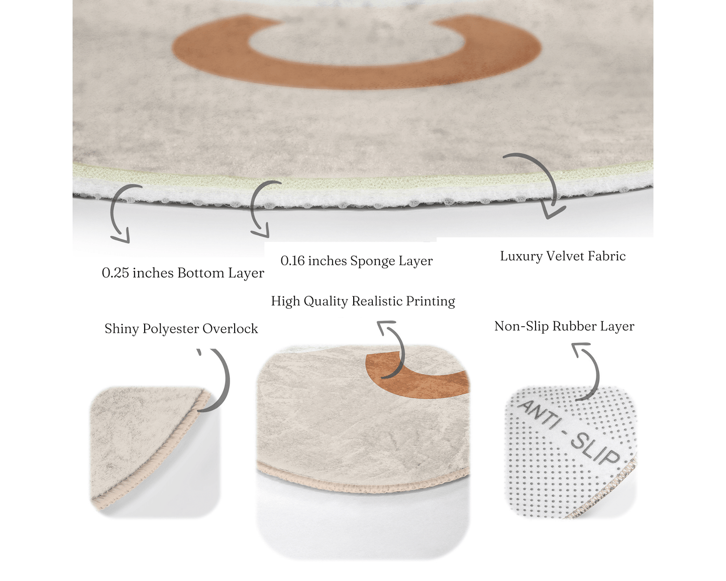 Bohemian Home Decor Washable Round Rug | Homeezone