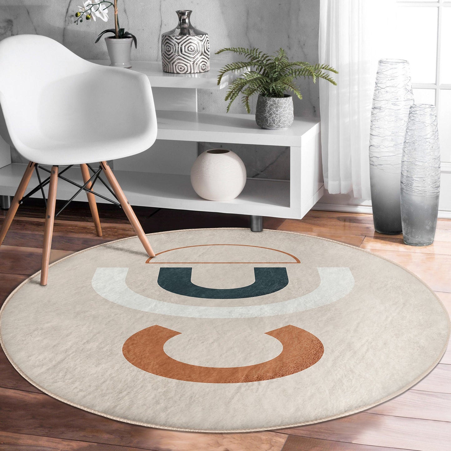 Bohemian Home Decor Washable Round Rug | Homeezone