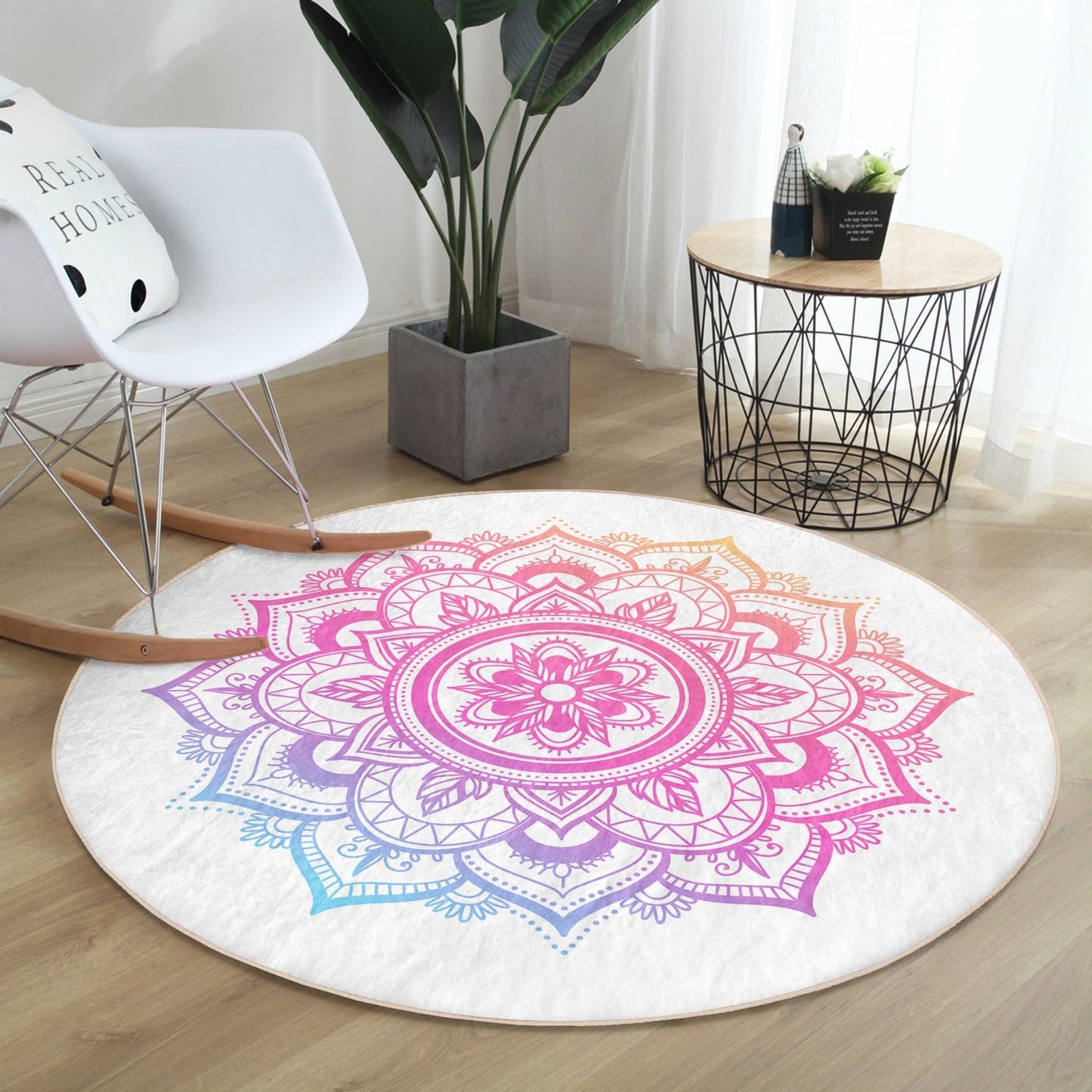 Beautiful Mandala Pattern Cozy Home Decor Washable Round Rug |